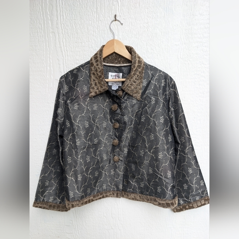 Vtg Broadway Vintage Collection Faux Fur Collar Buttons Jacket Women's One Size